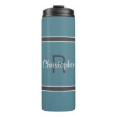 Moderne monogrammed Turquoise Gray Stylish Drink Thermosbeker (Voorkant)