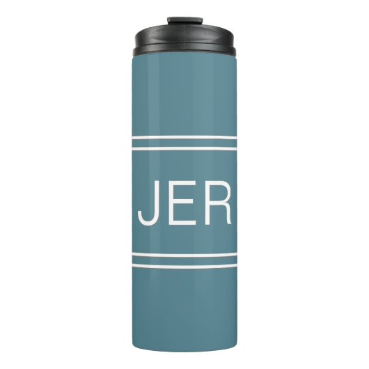 Moderne monogrammed Turquoise Green Stylish Drink Thermosbeker (Voorkant)