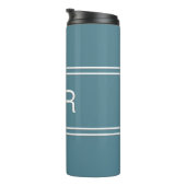Moderne monogrammed Turquoise Green Stylish Drink Thermosbeker (Geroteerd rechts)