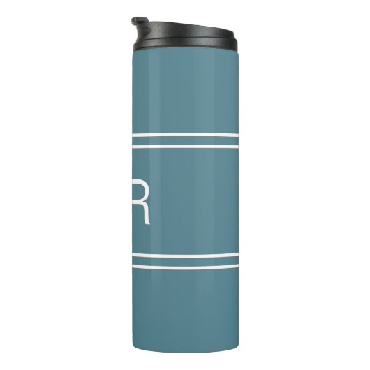 Moderne monogrammed Turquoise Green Stylish Drink Thermosbeker (Geroteerd rechts)