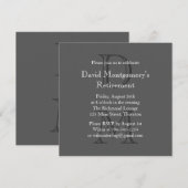 Moderne Monogrammed Uitnodiging voor Pensioen (gri (Voorkant / Achterkant)