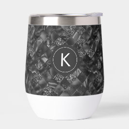 Moderne Monogrammed Zwart Faux Glitter Patroon