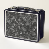 Moderne Monogrammed Zwart Faux Glitter Patroon (Achterkant)