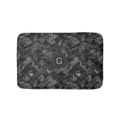Moderne Monogrammed Zwart Faux Glitter Patroon Badmat (Voorkant)