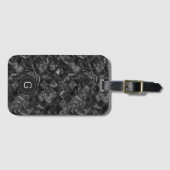 Moderne Monogrammed Zwart Faux Glitter Patroon Bagagelabel (Voorkant (horizontaal))