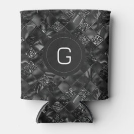 Moderne Monogrammed Zwart Faux Glitter Patroon Blikjeskoeler