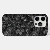 Moderne Monogrammed Zwart Faux Glitter Patroon Case-Mate iPhone Case (Achterkant (horizontaal))