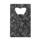 Moderne Monogrammed Zwart Faux Glitter Patroon Creditkaart Flessenopener (Achterkant)