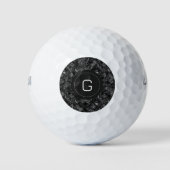 Moderne Monogrammed Zwart Faux Glitter Patroon Golfballen (Voorkant)