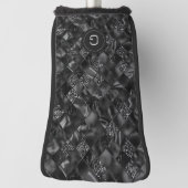 Moderne Monogrammed Zwart Faux Glitter Patroon Golfheadcover (Draai 90)