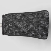 Moderne Monogrammed Zwart Faux Glitter Patroon Golfheadcover (Voorkant)