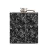 Moderne Monogrammed Zwart Faux Glitter Patroon Heupfles (Achterkant)