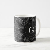 Moderne Monogrammed Zwart Faux Glitter Patroon Koffiemok (Voorkant rechts)