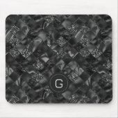 Moderne Monogrammed Zwart Faux Glitter Patroon Muismat (Voorkant)