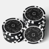 Moderne Monogrammed Zwart Faux Glitter Patroon Poker Chips (Opstapeling)