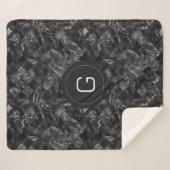 Moderne Monogrammed Zwart Faux Glitter Patroon Sherpa Deken (Voorkant (horizontaal))