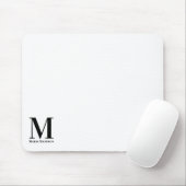 Moderne Monogrammed Zwart-wit Initiaal naam Muismat (Met muis)