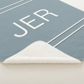 Moderne monogrammen Aangepaste Initialen Blauw en  Sherpa Deken (3/4)