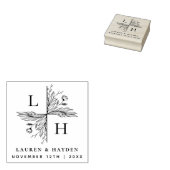 Moderne Monogrammen | Elegant Floral Save the Date Rubberstempel (Gestempeld)