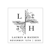 Moderne Monogrammen | Elegant Floral Save the Date Rubberstempel (Afrduk)