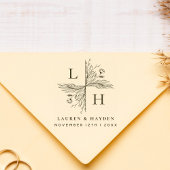 Moderne Monogrammen | Elegant Floral Save the Date Rubberstempel