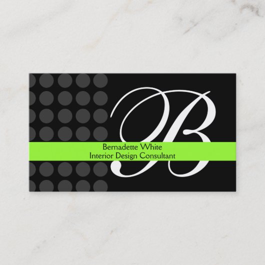 Moderne monogrammen Limoen Black Grey Visitekaartje (Voorkant)