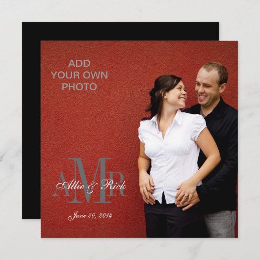 Moderne Monogrammen met foto-bruiloft Kaart (Voorkant / Achterkant)