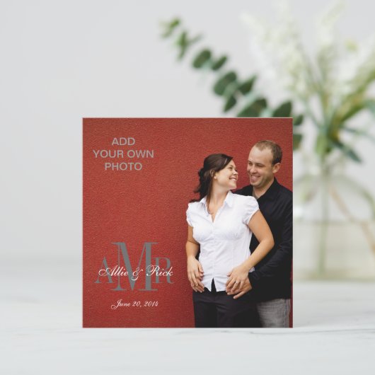 Moderne Monogrammen met foto-bruiloft Kaart (Staand voorkant)