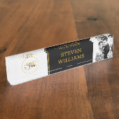 Moderne Monogrammen Naam & Elegant Handtekening Naambordje (Zijkant)