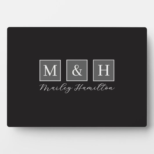 Moderne Monogrammen Naam Fotoplaat (voorkant)