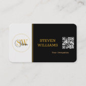 Moderne monogrammen naam, handtekening/QR-code Visitekaartje (Voorkant)
