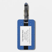 Moderne Monogrammen Naam Initiaal Blauw Patroon Bagagelabel (Achterkant verticaal)