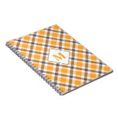 Moderne monogrammen Oranje Pset Tartan Patroon Notitieboek (Rechterzijde)