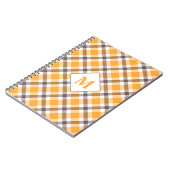 Moderne monogrammen Oranje Pset Tartan Patroon Notitieboek (Linkerzijde)