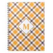 Moderne monogrammen Oranje Pset Tartan Patroon Notitieboek (Voorkant)