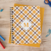 Moderne monogrammen Oranje Pset Tartan Patroon Notitieboek