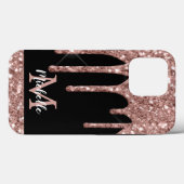 Moderne monogrammen Roos Gold Glitter Drift Hoesje (Achterkant (horizontaal))