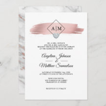 Moderne Monogrammen Roos Gouden Marmeren Hart Brui