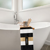 Moderne monogrammen Striped Bath Towel Set Bad Handdoek