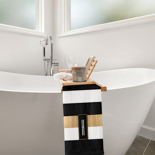 Moderne monogrammen Striped Bath Towel Set Bad Handdoek