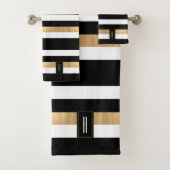 Moderne monogrammen Striped Bath Towel Set Bad Handdoek (Insitu)