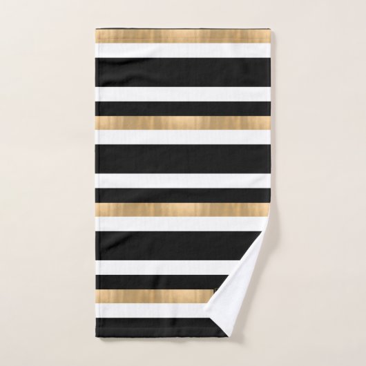 Moderne monogrammen Striped Bath Towel Set Bad Handdoek (Handdoek)