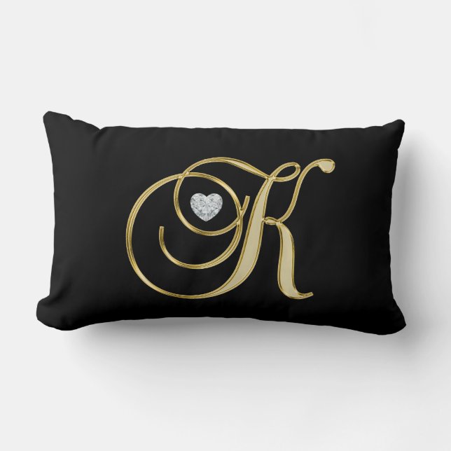 Moderne monogrammen zwart goud met de letter "K" Kussen (Voorkant)