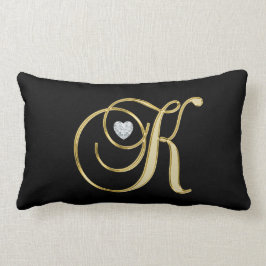 Moderne monogrammen zwart goud met de letter "K" Kussen