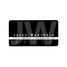 Moderne monogrammen | Zwart wit en grijs adres Etiket