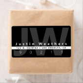 Moderne monogrammen | Zwart wit en grijs adres Etiket (Insitu)