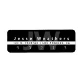 Moderne monogrammen | Zwart wit en grijs adres Etiket (Voorkant)