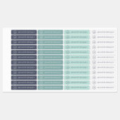 Moderne Monogramnaam Blauw Teal Mint Wit Labels (Vel)