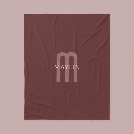 Moderne monogramnaam | donkerrood fleece deken