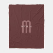 Moderne monogramnaam | donkerrood fleece deken (Voorkant)